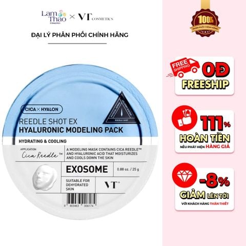  [DEAL WEB: DUY NHẤT 12/8 GIÁ SỐC] Mặt Nạ Dẻo Dưỡng Ẩm Cho Da Khô VT Reedle Shot Ex Hyaluronic Modeling Pack 