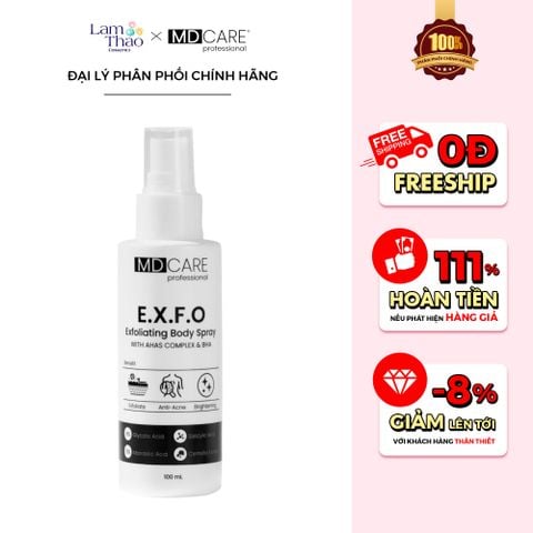  [TẶNG BTT BEFOU OVERSIZE 50 MIẾNG] [HĐ MD CARE 499K TẶNG 01 TÚI DA] Xịt Tẩy Tế Bào Chết Toàn Thân MD CARE E.X.F.O Exfoliating Body Spray 