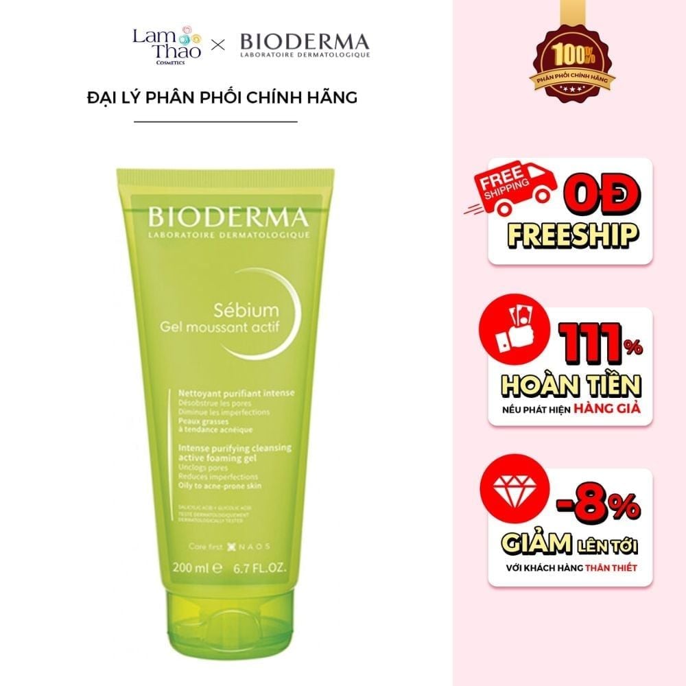 Gel Rửa Mặt Bioderma Sebium Gel Moussant Actif