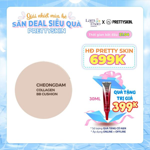 [HĐ 699K PRETTY SKIN TẶNG KEM DƯỠNG RETENOL]  Phấn Nước Pretty Skin Cheongdam Collagen BB Cushion