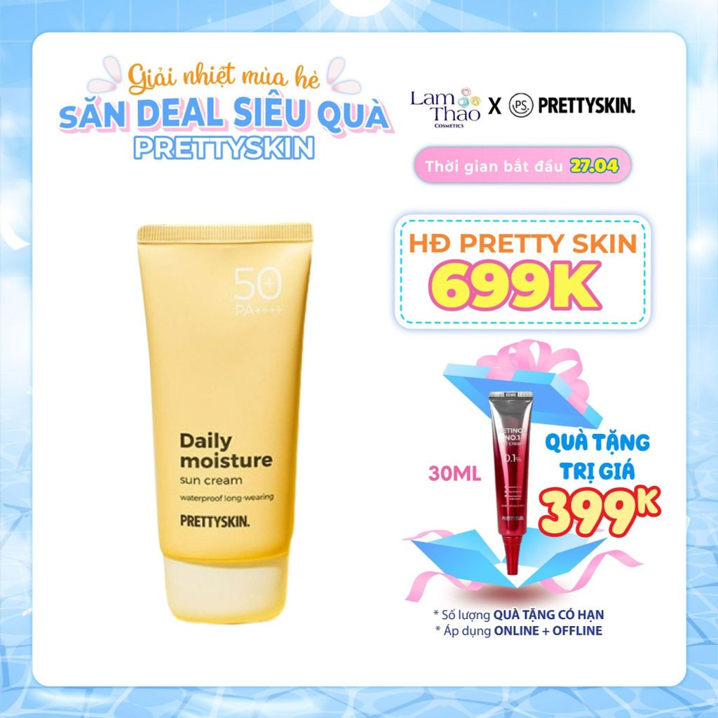 [KHI MUA SP PRETTY SKIN FULLSIZE TẶNG 1 TÚI TOTE PRETTY SKIN] [HĐ 699K PRETTY SKIN TẶNG KEM DƯỠNG RETINOL] Kem Chống Nắng Dưỡng Ẩm Pretty Skin Daily Moisture Suncream SPF50+ PA++++