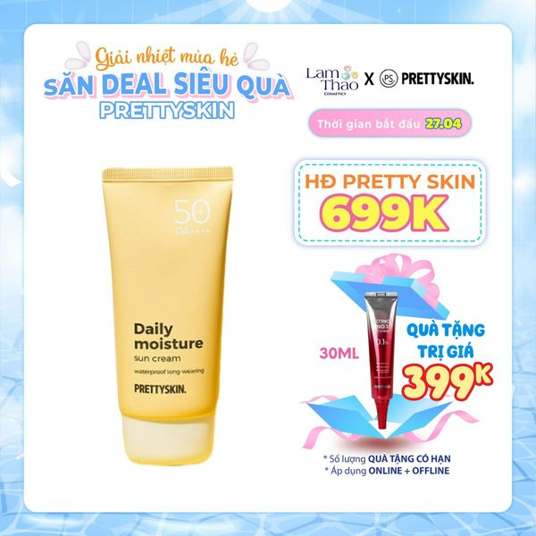 [HĐ 699K PRETTY SKIN TẶNG KEM DƯỠNG RETINOL]  Kem Chống Nắng Dưỡng Ẩm Pretty Skin Daily Moisture Suncream SPF50+ PA++++