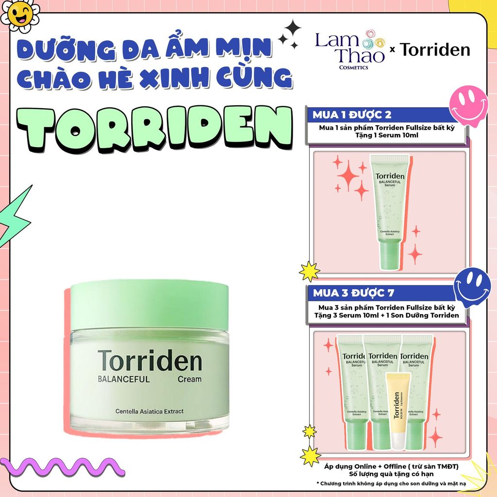 [MUA SP TORRIDEN FULL SIZE BẤT KỲ TẶNG SERUM 10ML] [MUA 3 SP FULLSIZE BẤT KỲ TẶNG 3 SERUM + SON DƯỠNG]  Kem Dưỡng Hỗ Trợ Làm Dịu Và Phục Hồi Da Torriden Balanceful Cica Soothing Cream 80ml