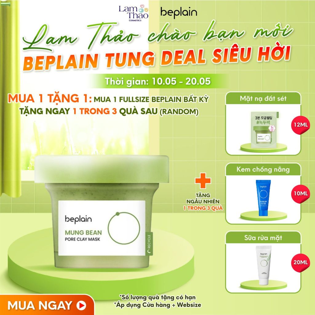 Mặt Nạ Đất Sét Hỗ Trợ Thải Độc Da Beplain Mung Bean Pore Clay