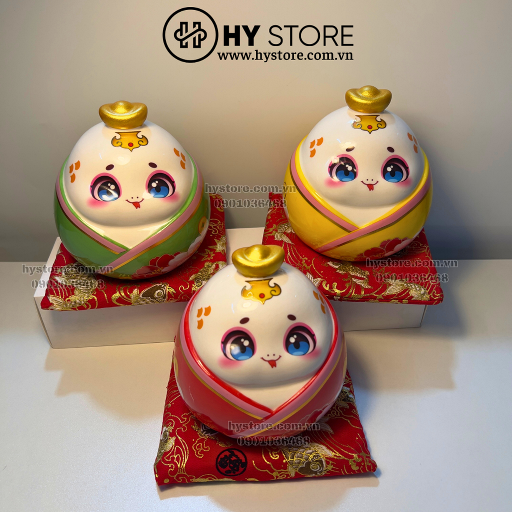 Set 3 Tượng Rắn Ú - Vật phong thuỷ trang trí 2025, mang lại tài lộc, thích hợp tặng đối tác