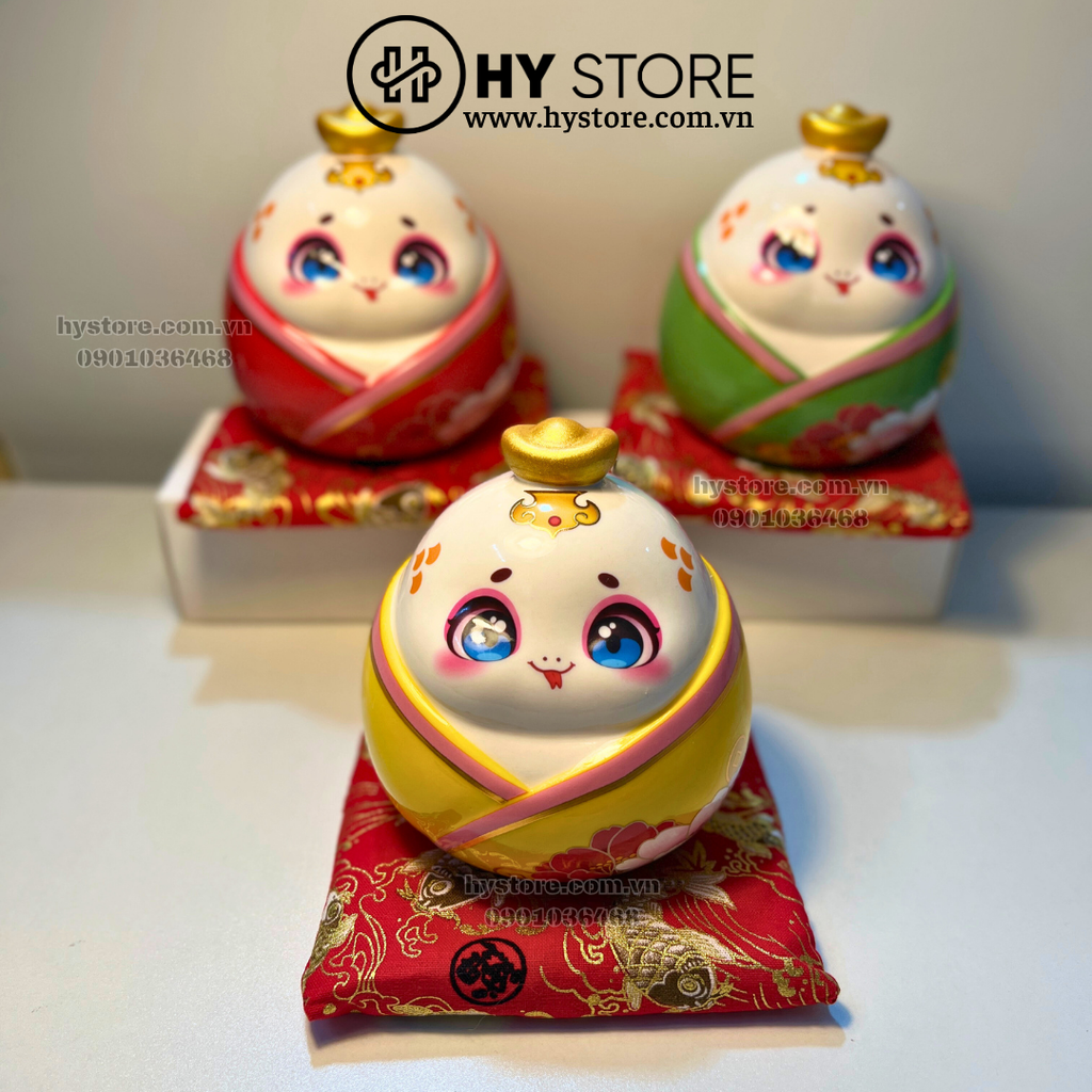 Set 3 Tượng Rắn Ú - Vật phong thuỷ trang trí 2025, mang lại tài lộc, thích hợp tặng đối tác