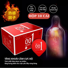 Bao cao su OLO siêu mõng 0.01 màu đỏ truyền nhiệt hộp 10 cái