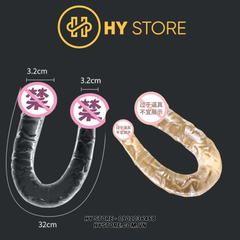 [32cm*3,2cm - Mẫu cong] Dương vật giả 2 đầu mẫu trong suốt.