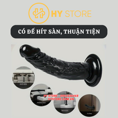[25*5cm] Dương vật giả silicone màu đen có đế hít sàn.