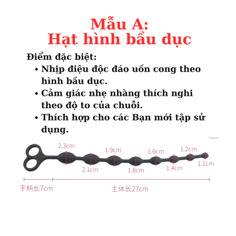 Plug chuỗi hạt silicone, massage kích thích hậu môn