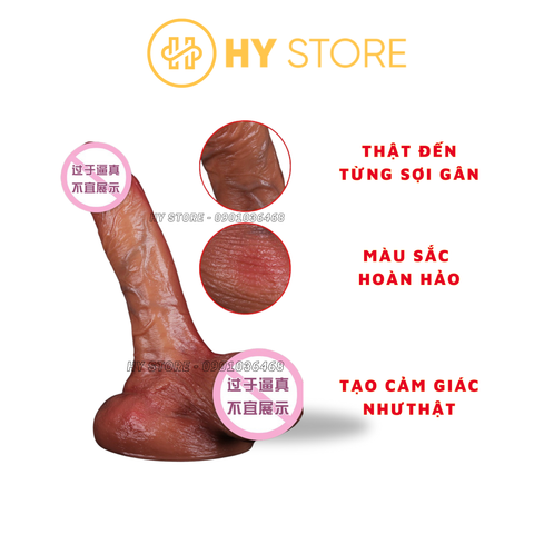 [16x3,4cm và 18x3,7cm] Dương vật giả silicone cao cấp Junman