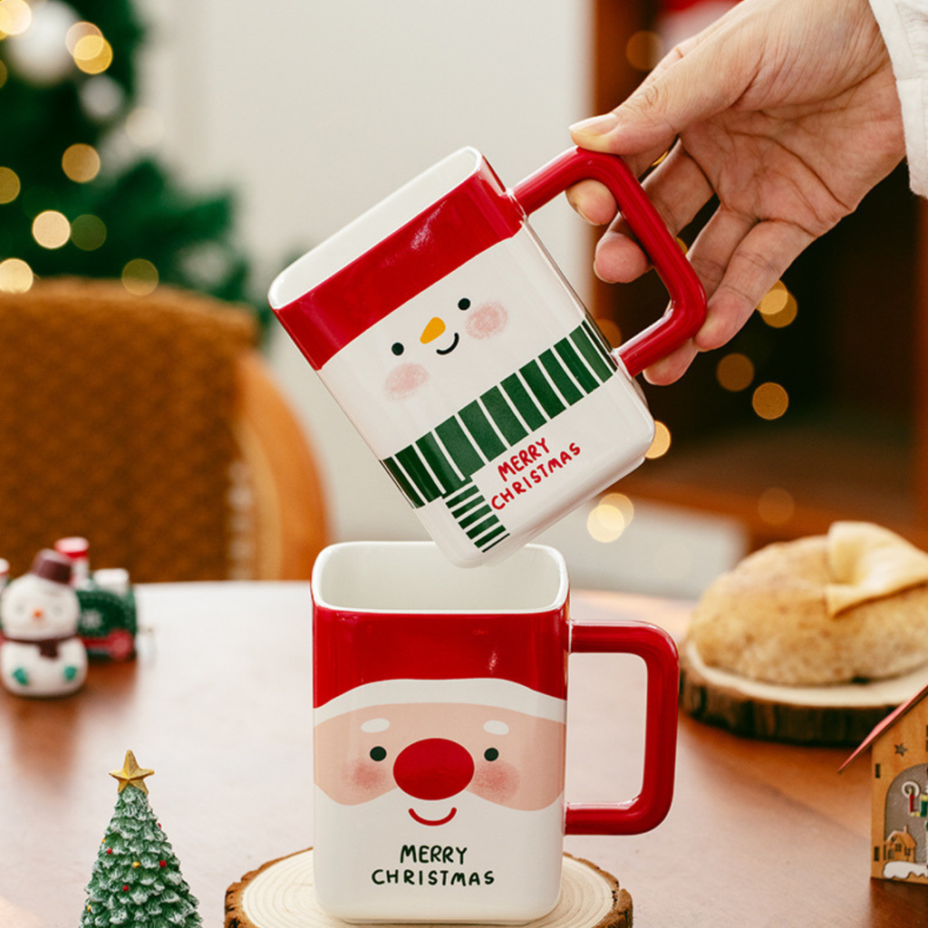 [Tặng kèm thiệp và gói quà] Ly/Cốc giáng sinh mẫu vuông, thích hợp làm quà mừng giáng sinh