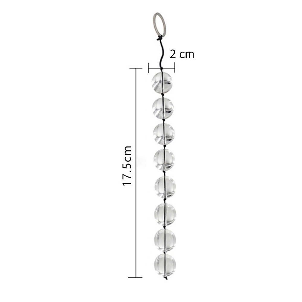 Chuỗi bi thuỷ tinh massage kích thích hậu môn, hạt tròn trong suốt