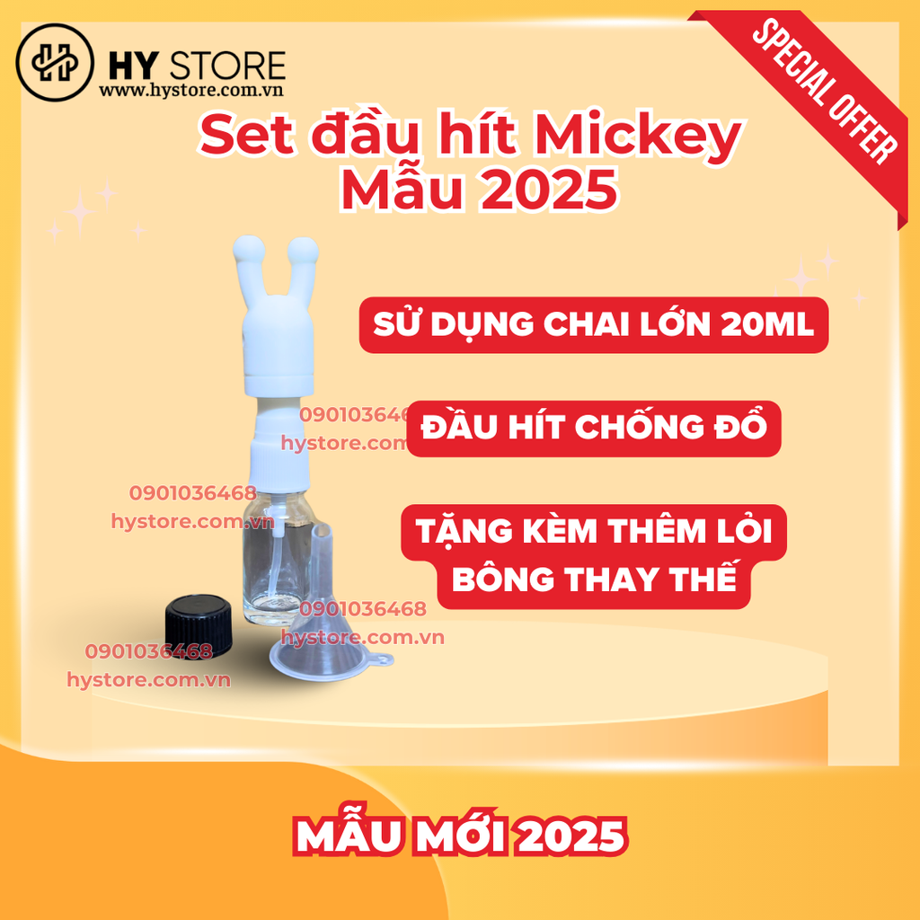 [Mẫu 2025 Chống đổ] Set Combo Đầu Hít Popper hình Mickey, Chống phỏng mũi