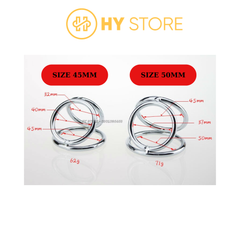 Vòng đeo dương vật, inox 304 loại 3 lổ