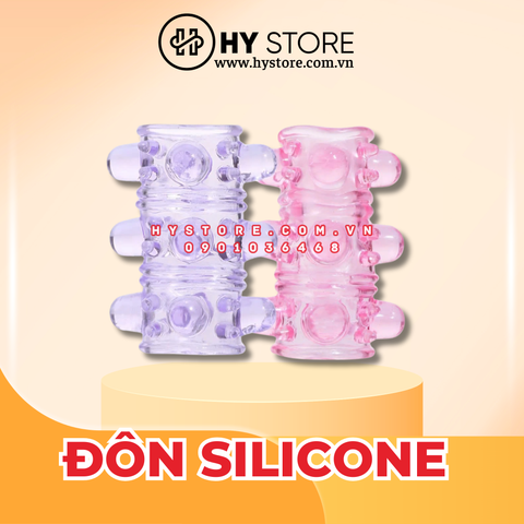 Đôn silicon có gai và bi, giúp tăng kích thước và khoái cảm.