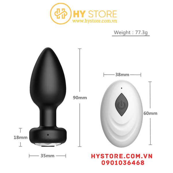 Anal plug rung 10 chế độ có điều khiển từ xa nhỏ gọn