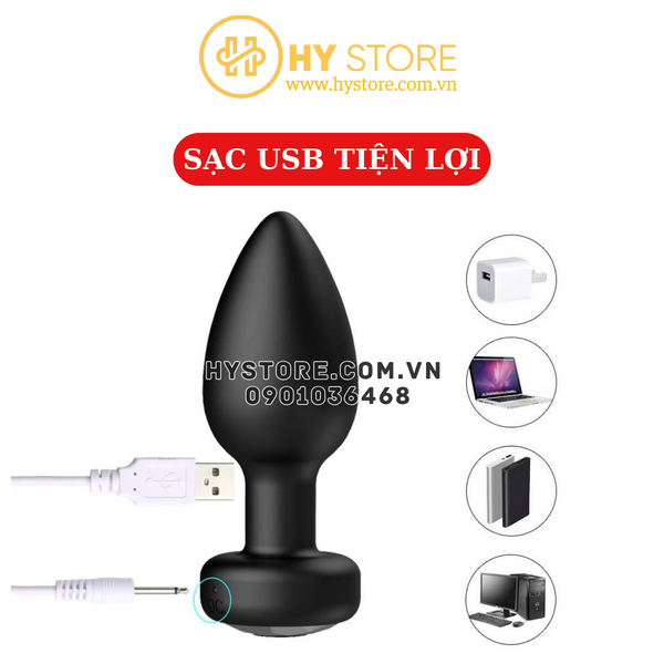 Anal plug/Plug Hậu Môn Rung Mini 10 Chế Độ Điều Khiển Từ Xa – Silicone Sạc USB