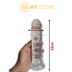 Dương vật giả giá tốt, loại silicone trong suốt, có đế hít sàn [19&23*5cm]