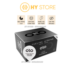 Bao cao su siêu mỏng OLO 0.01 màu đen, nhiều gel, hộp 10 cái