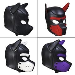 Mặt nạ hoá trang Đầu chó -Dog Mask Pup Play Hood Cosplay Da PU Cao Cấp