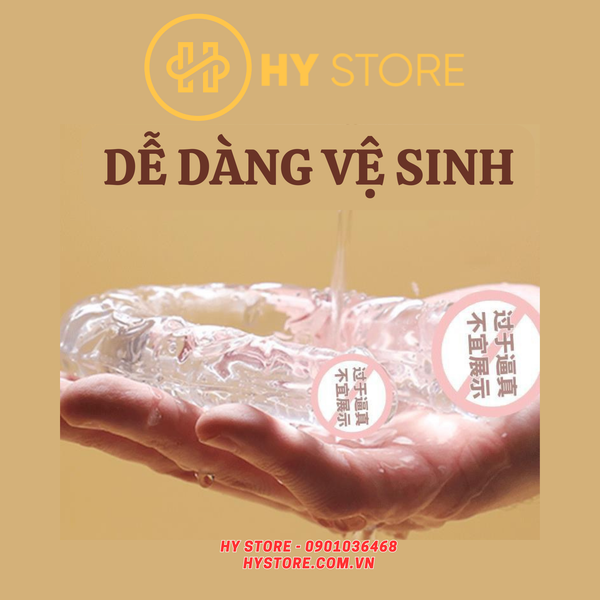 Dương vật giả 2 đầu, loại silicone trong suốt [32cm x 3,2cm - Mẫu cong]