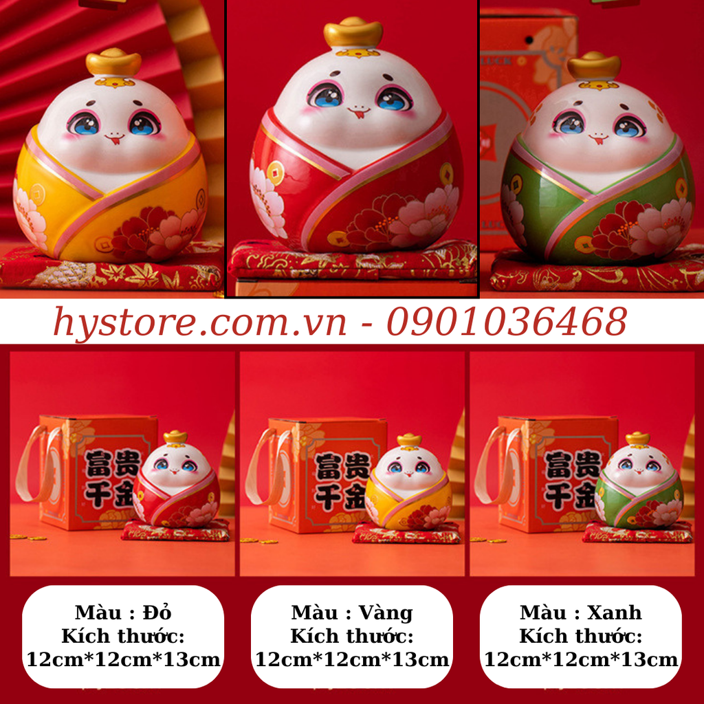 Set 3 Tượng Rắn Ú - Vật phong thuỷ trang trí 2025, mang lại tài lộc, thích hợp tặng đối tác