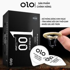 Bao cao su siêu mỏng OLO 0.01 màu đen, nhiều gel, hộp 10 cái