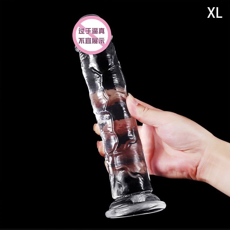 Dương vật giả giá tốt, loại silicone trong suốt, có đế hít sàn [19&23*5cm]