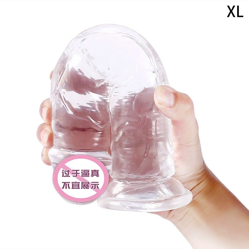 Dương vật giả giá tốt, loại silicone trong suốt, có đế hít sàn [19&23*5cm]