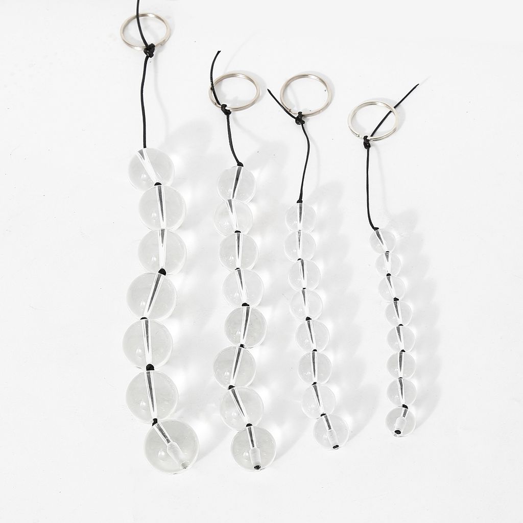 Chuỗi bi thuỷ tinh massage kích thích hậu môn, hạt tròn trong suốt