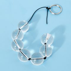 Chuỗi bi thuỷ tinh massage kích thích hậu môn, hạt tròn trong suốt