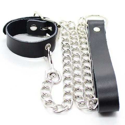 Set dây xích kèm vòng đeo dương vật bằng da