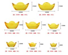 Thỏi vàng trang trí bằng thuỷ tinh, nhiều kích thước.