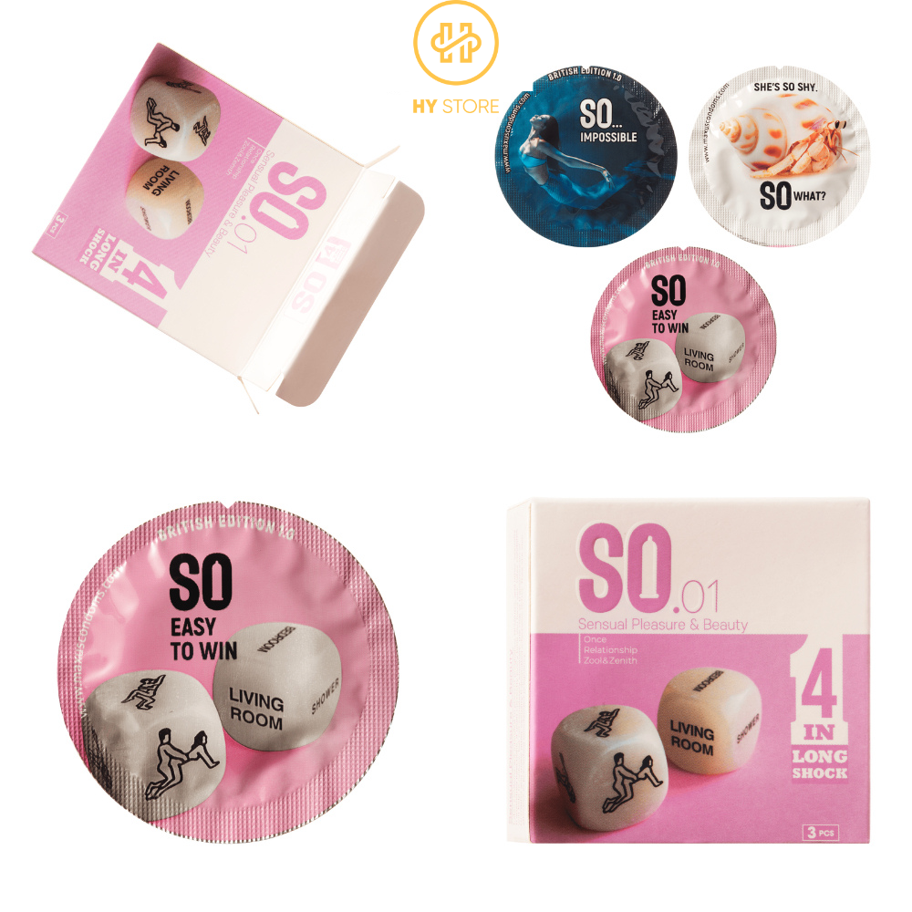 Bao cao su SO-4 IN 1 LONGSHOCK, hương bạc hà, thêm 9% chất kéo dài thời gian - Hộp 3 cái