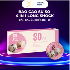 Bao cao su SO - 4 IN 1 LONG SHOCK,siêu mỏng kéo dài thời gian - Hộp 12 cái