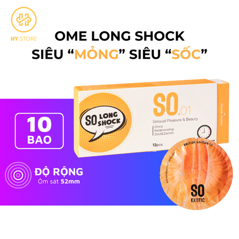 Bao cao su SO-LONG SHOCK siêu mõng, kéo dài, hương nhân sâm - Hộp 12 cái