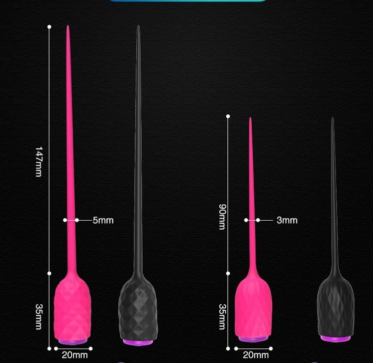 Que Sounding silicone có rung, kích thích niệu đạo - tặng kèm pin dự phòng