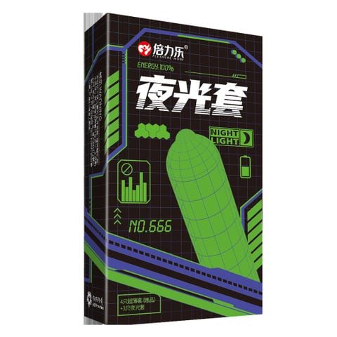 Bao cao su ĐỘC LẠ, Siêu mõng và Màu Xanh dạ quang, hỗ trợ kéo dài, hộp 7 cái
