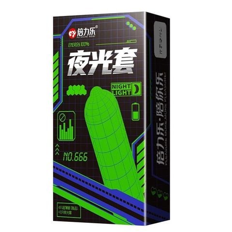 Bao cao su ĐỘC LẠ, Siêu mõng và Màu Xanh dạ quang, hỗ trợ kéo dài, hộp 7 cái