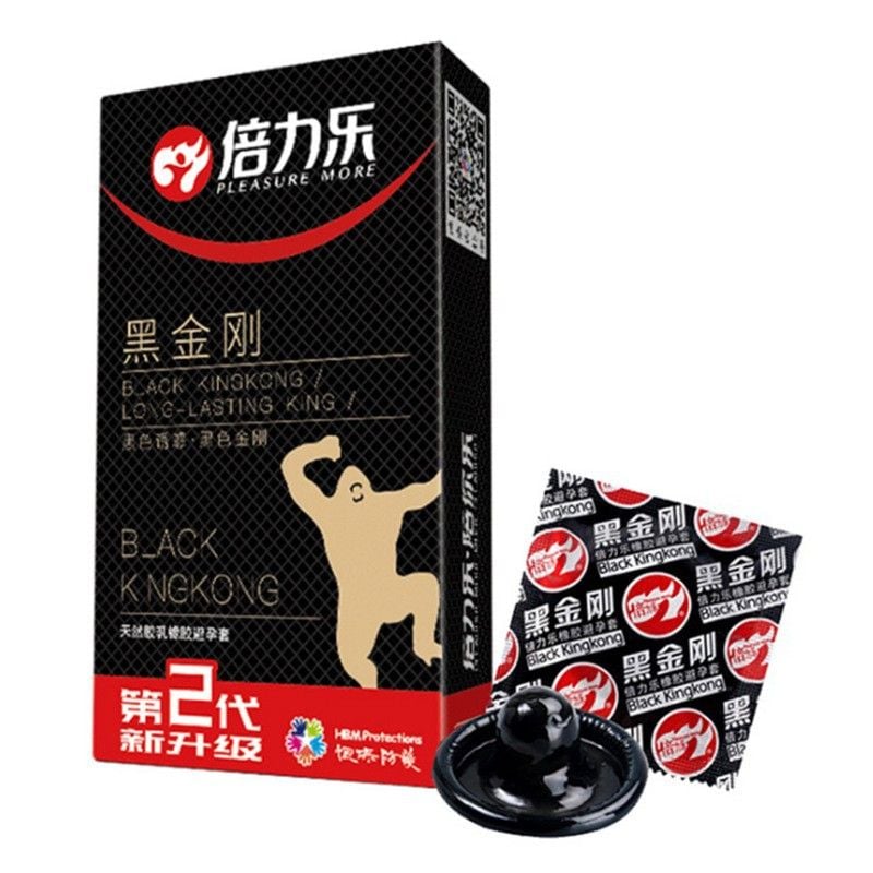 Bao cao su màu đen BLACK KINGKONG,chính hãng hộp 10 cái.