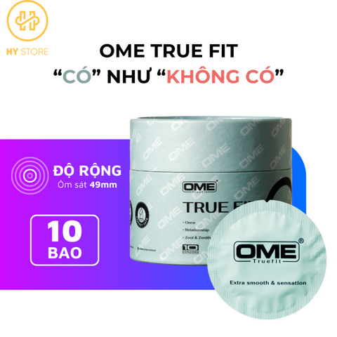Bao cao su OME TRUE FIT hương Bạc hà,ôm sát, siêu mõng - Hộp 10 cái