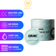 Bao cao su OME TRUE FIT hương Bạc hà,ôm sát, siêu mõng - Hộp 10 cái