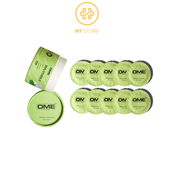 Bao Cao Su OME INVISIBLE siêu mỏng gel lạnh, hương bạc hà [lẻ]