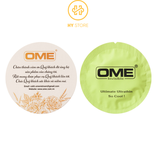 Bao Cao Su OME INVISIBLE siêu mỏng gel lạnh, hương bạc hà [lẻ]