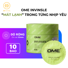[Combo 2 hộp 10 cái] Bao cao su OME INVISIBLE size 52mm siêu mỏng gel lạnh, hương bạc hà