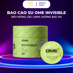 [Combo 2 hộp 10 cái] Bao cao su OME INVISIBLE size 52mm siêu mỏng gel lạnh, hương bạc hà