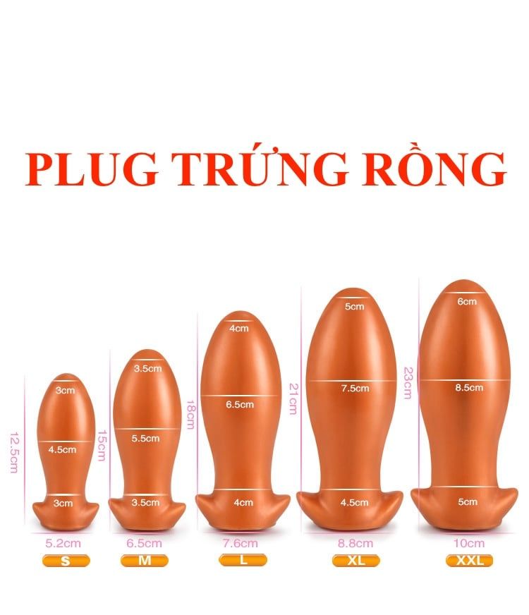 Plug silicone trứng rồng trong suốt, dùng chơi fisting