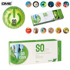 Bao cao su SO COOL siêu mõng, kéo dài, hương bạc hà, hộp 12 cái