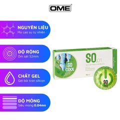 Bao cao su SO COOL siêu mõng, kéo dài, hương bạc hà, hộp 12 cái